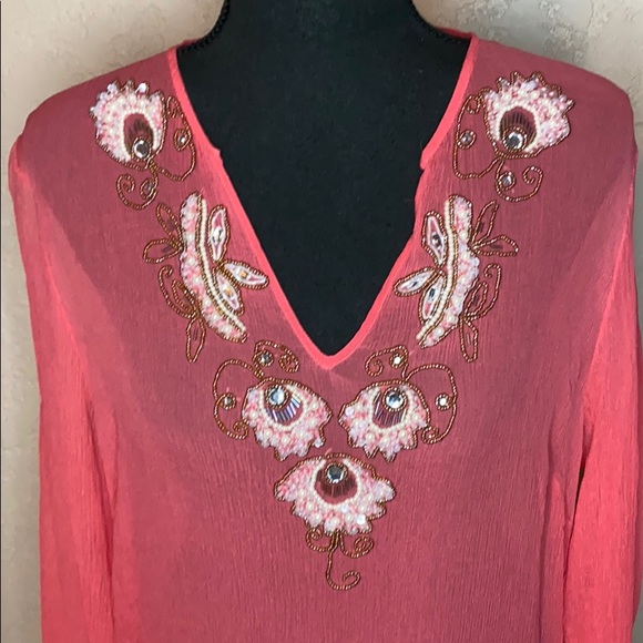 Newport News pink beaded top size 16 - Picture 2 of 6
